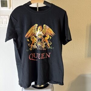 Queen Band Official Merch T Shirt Crest Logo Black Size L
